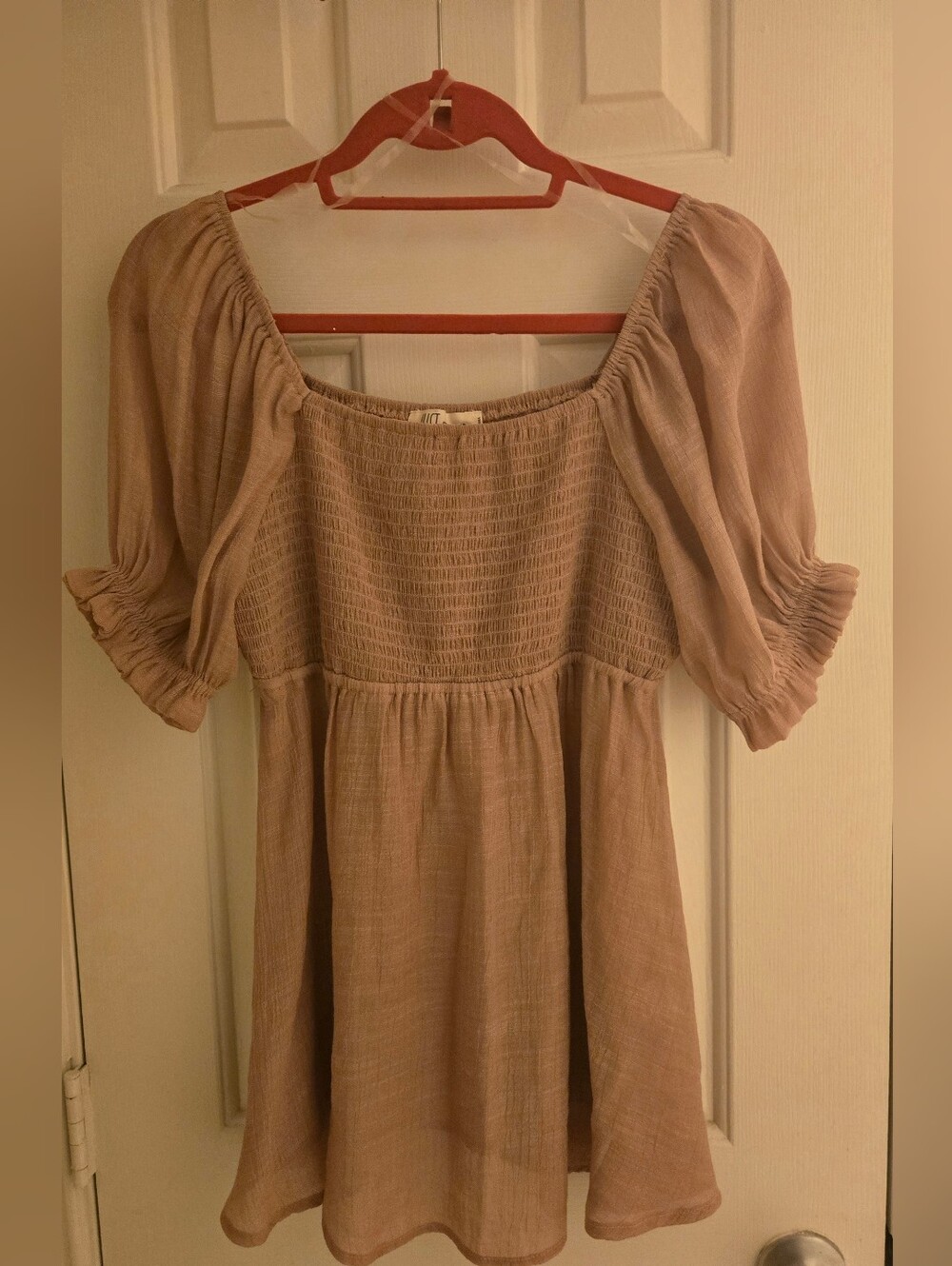 Just Found Smocked Bodice Babydoll Puff Sleeve Top Dusty Rose Bohemian M EUC✨
